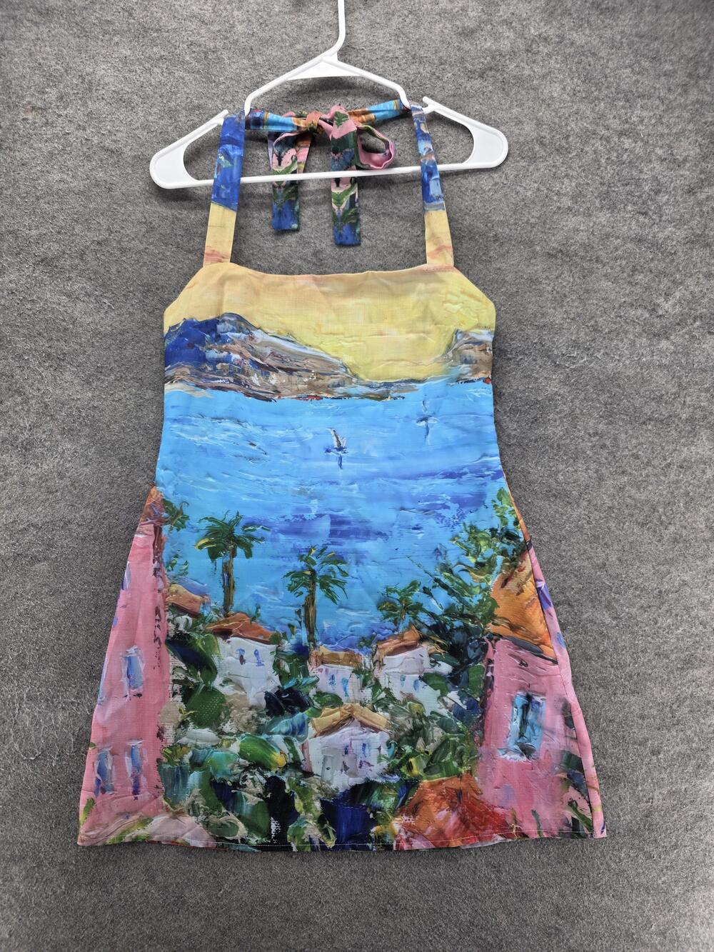 One And Only Collective Dress Womens M Blue Sundress Halter A-Line Lined